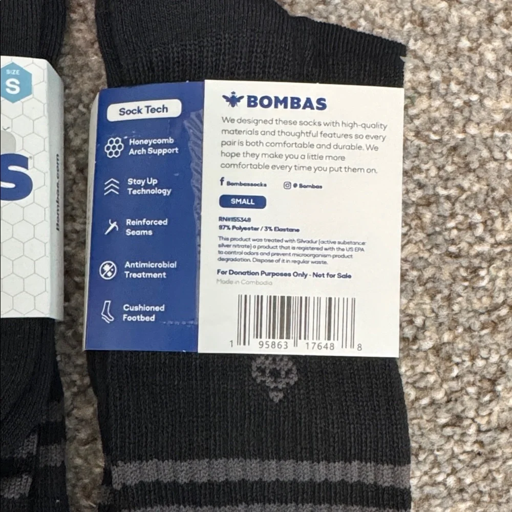 Bombas Set of 5 Mid Calf Black and Gray Athletic Socks